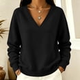 thumbnail image 5 of Horkkom V Neck Sweatshirt Women Pullover Solid Color Oversized Sweatshirts Casual Loose Sweat Shirts M, 5 of 6