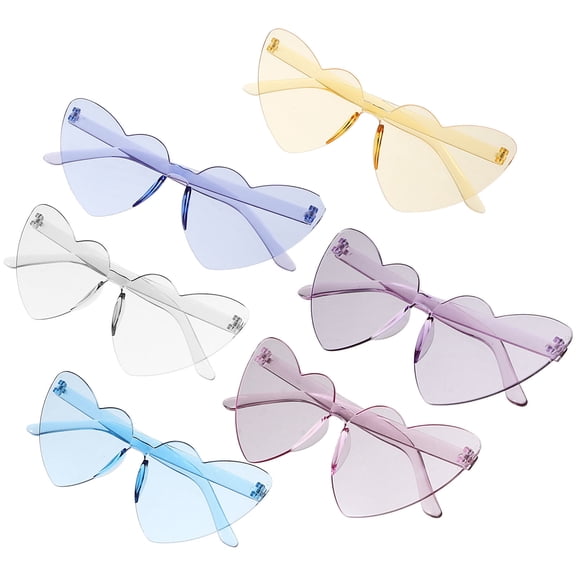 Soimiss 6Pcs Heart Shaped Glasses Rimless Party Sunglasses PC Purple Fashion Accessory Young Adults Birthdays Back to School