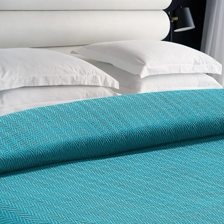 White Classic Luxury Thermal Blankets Waffle Blanket Weave Design Lightweight Blanket Teal Cotton Thermal Blanket Queen Size Breathable Blanket