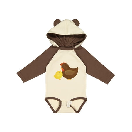 

Inktastic Hen and Chick Farm Animals Boys or Girls Long Sleeve Baby Bodysuit