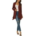thumbnail image 2 of Unique Bargains Women's Spring Fall Draped Open Front Lightweight Cardigan Shrugs Boleros L Wine Red, 2 of 6