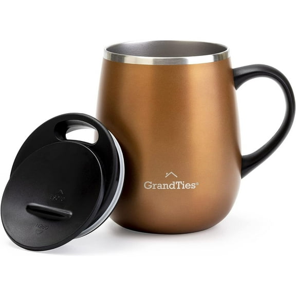 Grandties 16-oz Insulated Coffee Mug with Handle - Cognac