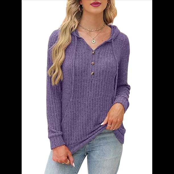 Suéteres de Mujer, Sudaderas con Capucha de Larga de Otoño, Sudaderas para Mujer, Ropa Informal Holgada de Moda Púrpura L