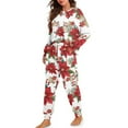 thumbnail image 2 of Yuyamidu Poinsettia Women Pjs Sets Long Sleeve Lounge Wear 2 Pieces Christmas Pajamas Top and Pants with Pockets Fall Spring Winter Clothing Soft Sleepwear Size M, 2 of 7
