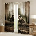 thumbnail image 3 of Feelyou Jungle Bear Wildlife Black Out Curtains, Western Rustic Cabin Curtains Pack of 2 (42x63 Each), Wooden Plank Bedroom Curtains, Black Out Curtains Decor, 3 of 7