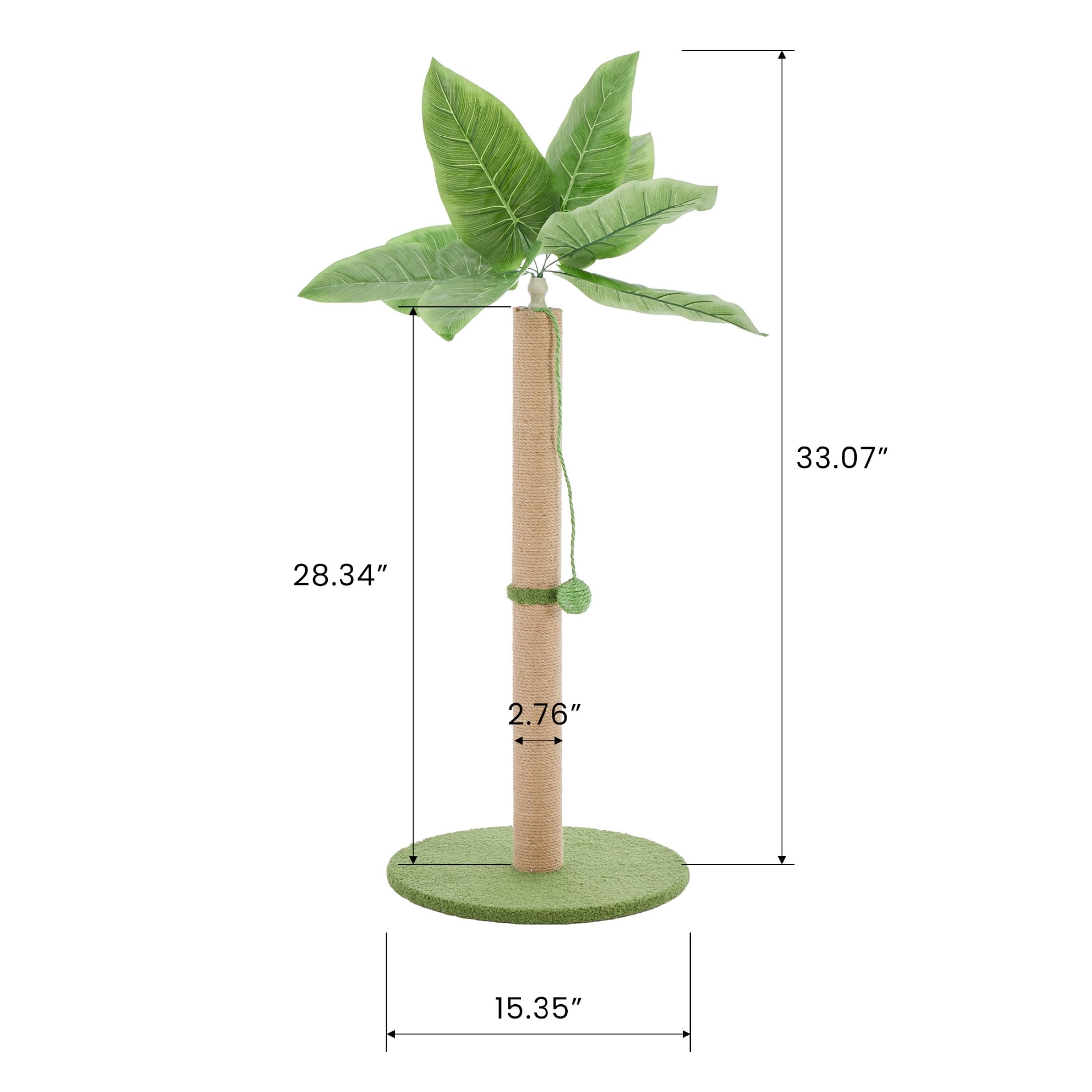 EDX 33" Cat Scratching Post, Cat Scratcher Tall Scratching Posts with Dangling Ball, Palm Tree Cat Scratch Post for Indoor Cats, Green