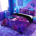 thumbnail image 2 of meiyoeat Gradient Neon Initial T Bedding,Rustic Plant Floral Duvet Cover Full For Girl,Black Reversible,3pcs,1 Duvet Cover and 2 Pillowcases, 2 of 6