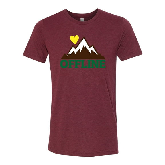 Offline Mountain Range Unisex Adult Short Sleeve T-shirt-Maroon Triblend-Small