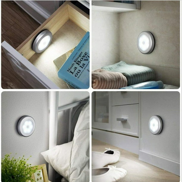 Lampe Détecteur de Mouvement, LED Détecteur Mouvement, Lampe de Placard,  Alimenté par Batterie (Non Inclus), 3 Pack (Blanc). 