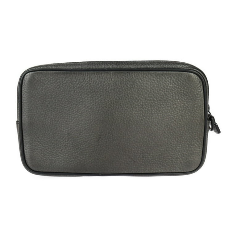 Pre Owned LOUIS VUITTON Alpha Clutch Second Bag M52771 Taurillon Leather Metallic Gray Black Hardware Wristlet Pouch Good Walmart