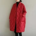 thumbnail image 2 of Qetyuw Womens Long Baggy Puffer Coat Quilted Warm Winter Coats Button Long Sleeve Casual Down Coat with Pockets, 2 of 7