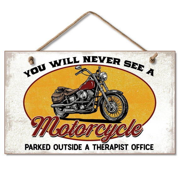 CounterArt "Motorcycle" Multi-Color Hanging Wood Wall Sign 9.5" by 5.75"