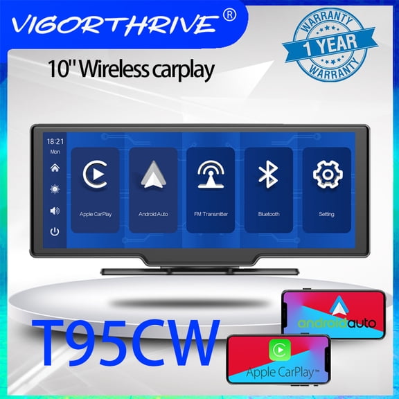 T95CW 10" wireless carplay Car Radio Bluetooth AndroidAuto monitor AUX