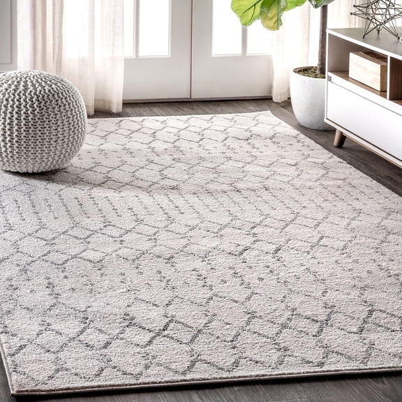 JONATHAN Y MOROCCAN HYPE 8 x 10 Area Rug, Boho Vintage Diamond - Cream/Gray, MOH101B-8