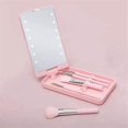 thumbnail image 5 of Mirror Portable Makeup Mirror with 5 Brushes Storage Box LED Touch Portable One-Face Storage Box Makeup Mirror Pink, 5 of 5