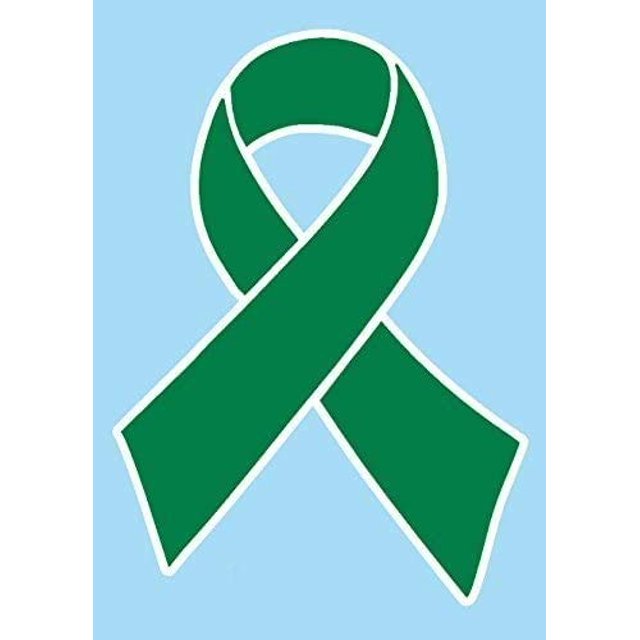Liver Cancer Ribbon Green Printed Vinyl Decal, Sticker, Label for car, Cell Phone, Window, Computer, Wall, etc.