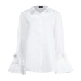 thumbnail image 3 of Womens Ruffle Blouses Tops Shirts OL Flare Sleeve Party Evening Wears, 3 of 9