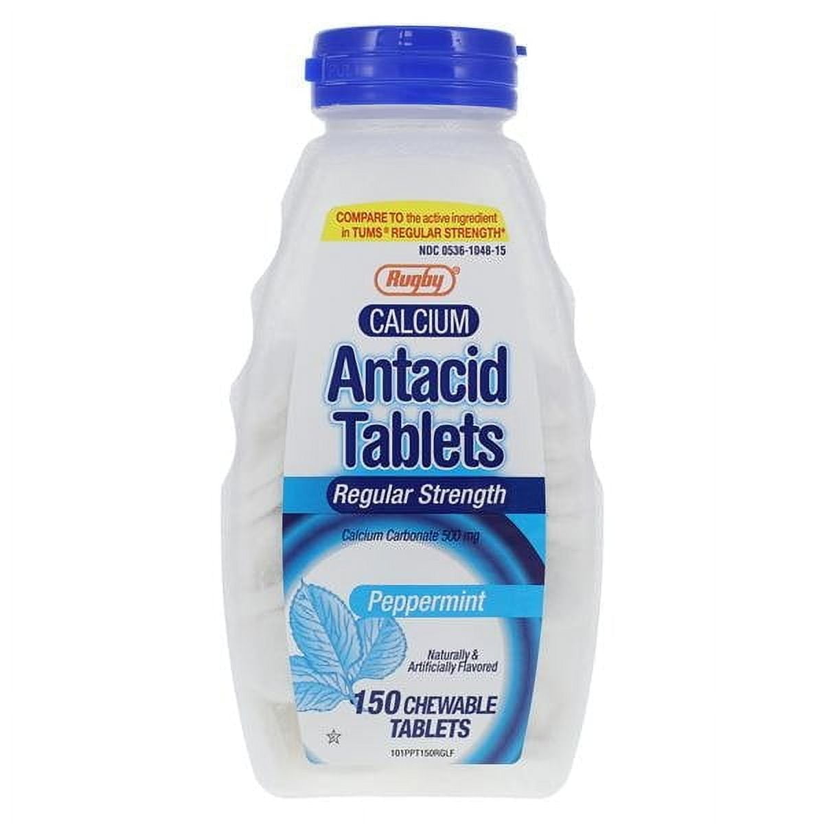 Major-Rugby Mint Calcium Carbonate Antacids Chewables for Heartburn 500 mg 150 Count