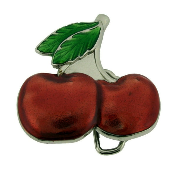 Cherry Two Cherries Red Leaf Belt Buckle Sexy Symbol Sweet Men Women Style Metal