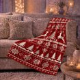 thumbnail image 6 of Festive Reindeer Christmas Tree Scene Nordic Knit Pattern, Festive Holiday Scene, Warm Flannel Blanket for Living Room and Family Room, Art Lovers Christmas Gift, Festive Home Decor, 6 of 9