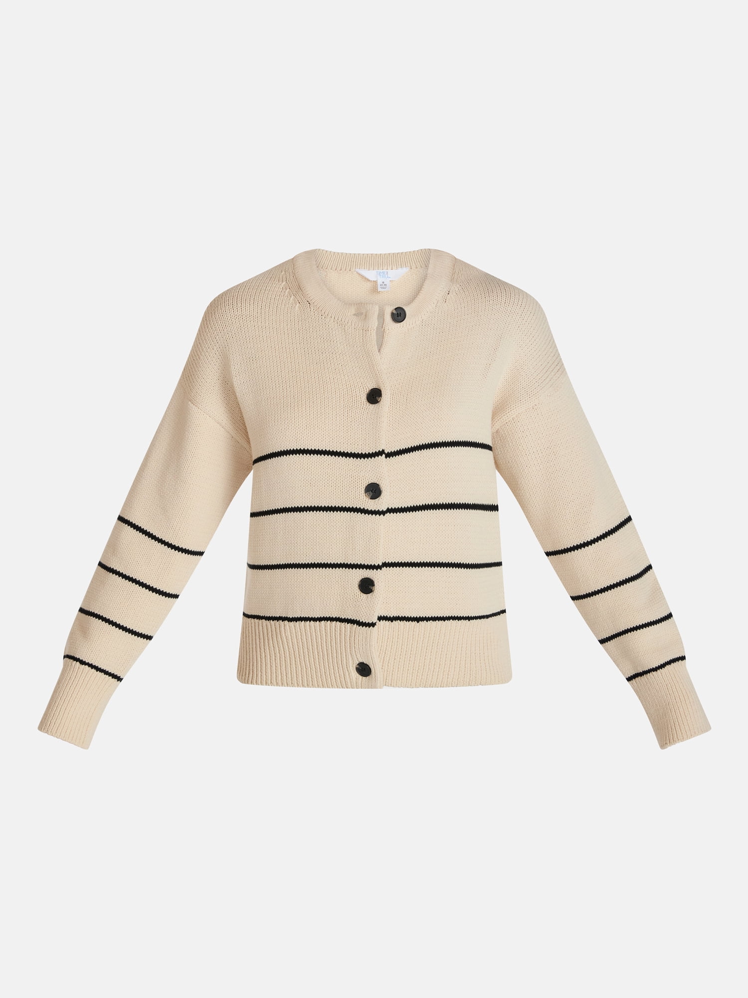 Time and Tru Women's Striped Cardigan Sweater with Long Sleeves, Sizes XS-XXXL