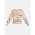 thumbnail image 7 of Time and Tru Women's Striped Cardigan Sweater with Long Sleeves, Sizes XS-XXXL, 7 of 7