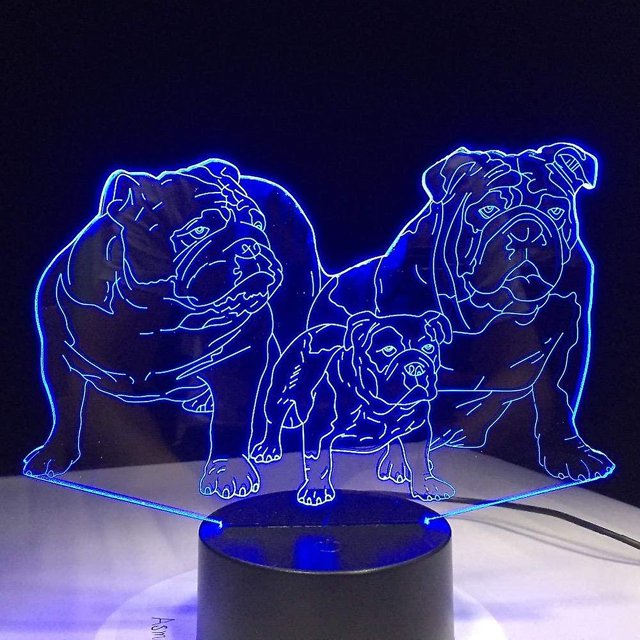 3d Night Light3d Illusion Lamp Pug Dog Family Night Light Baby Animal Bulldog Luces LED Lámparas de mesa para decoración del hogar Lámpara de decoración con Touch For Best Feliz Sencillez