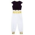 thumbnail image 4 of Doomiva Boys Arabian Prince Outfit Street Rat Suit Cap Sleeve Vest Waistcoat with Pants Set Purple 12, 4 of 7