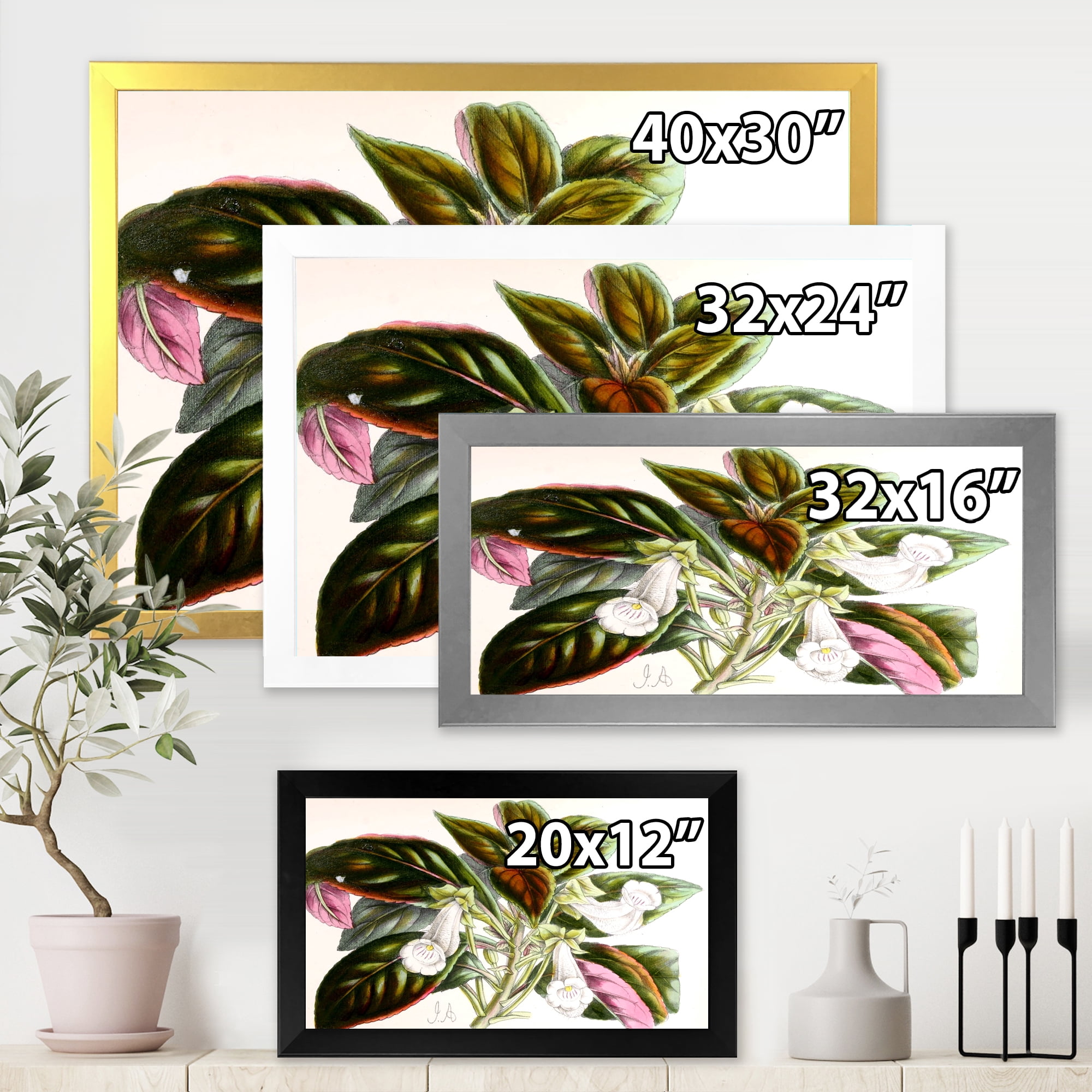 Designart 'Blossoming Vintage Flower V' Traditional Framed Art Print