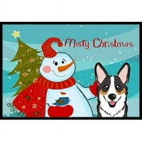 Carolines Treasures BB1875JMAT Snowman With Tricolor Corgi Indoor & Outdoor Mat- 24 x 36 in.