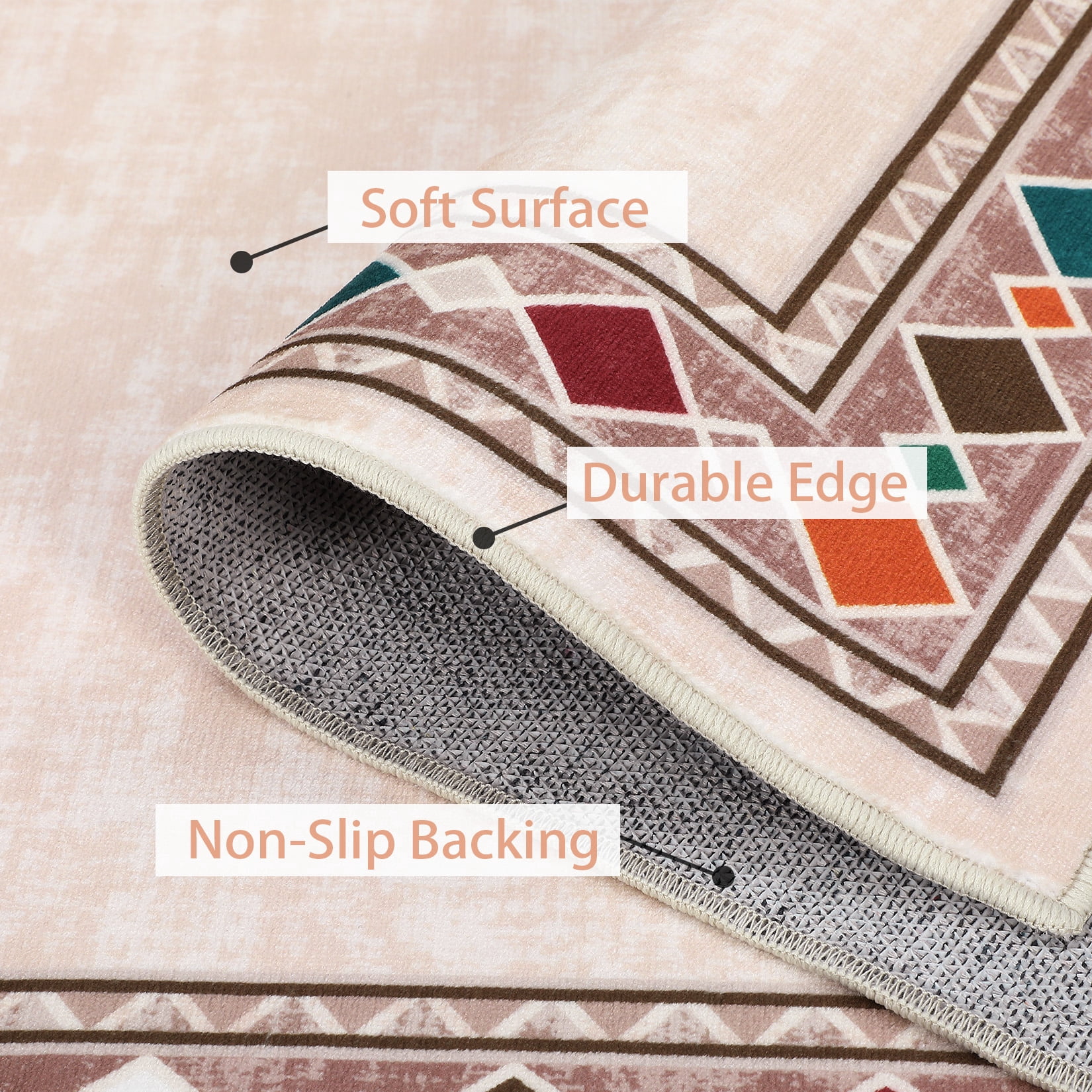 Garvee 9'x12' Geometric Bordered Area Rugs Contemporary Rugs for Living Room, Non-Slip Washable Rugs Soft Throw Rugs Low-Pile Stain Resistant Carpet for Bedroom Dining Room Farmhouse, Beige