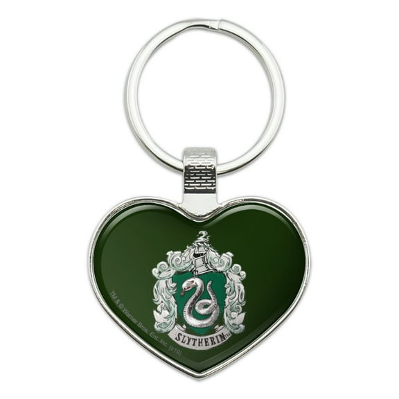 Harry Potter Slytherin Painted Crest Keychain Heart Love Metal Key Chain Ring