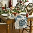 thumbnail image 2 of Dahlia Aqua Floral Pinnata Flower Winter Table Runner, Seasonal Summer Holiday Kitchen Dining Table Decoration for Home Party Decor 13x36 Inch, 2 of 6