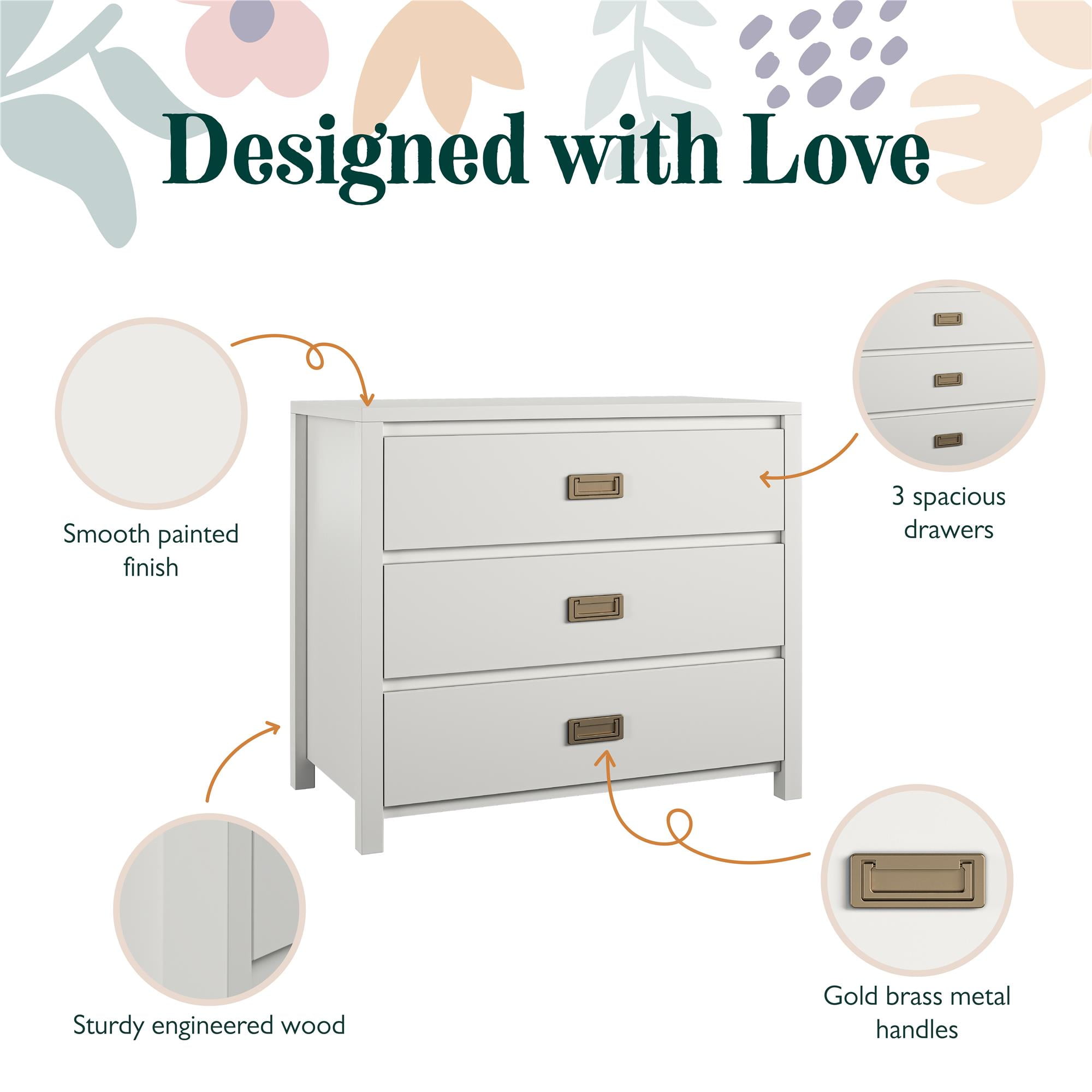Max & Finn Haven 3-Drawer Kids' Dresser, White