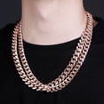thumbnail image 1 of Fiudx Cadena Cubana de Aleación Pesada, Eslabón Miami con Acabado Pulido, Cadena Hip Hop con Incrustaciones de Diamantes de Imitación, Ideal para Ocasiones Especiales, Regalo para Hombres y Mujeres,, 1 of 5