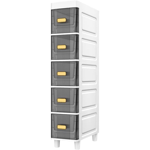 golytefs Bathroom Storage Cabinet 5 Tier Waterproof Narrow Toilet Drawer Organizer (Gray)
