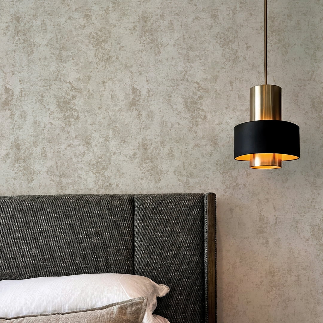 Tempaper Distressed Gold Leaf Metallic Pearl Peel and Stick Wallpaper, 20.5" x 16.5'
