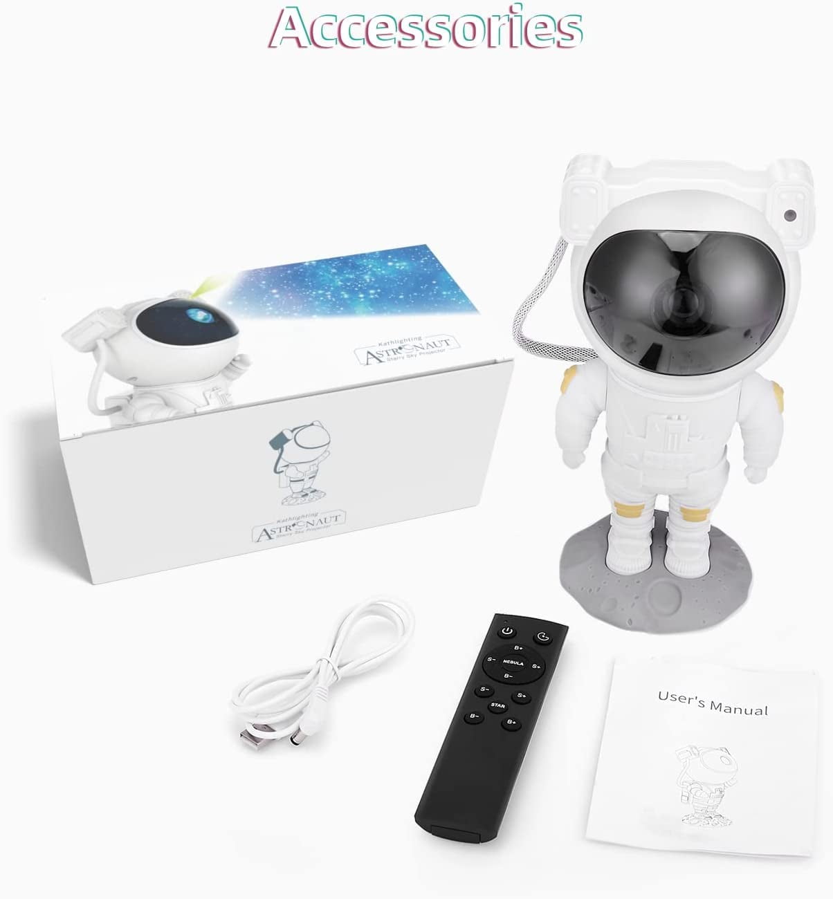 Astronaut Starry Projector 360° Adjustable Galaxy Space Projector Light with Remote Control Spaceman Night Light ​Suitable for Gaming Room, Home Theater