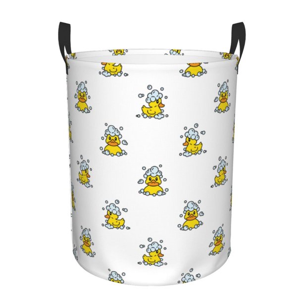 Balery Rubber Duck Showe Cesta de ropa redonda con asas, impermeable, independiente, para ropa, juguetes, dormitorio y familia-Small