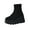 Black, variant on Black Ladies Ankle Boots With Round Toe Elastic Stretch Panel Thick Wedge Sole For Casual Winter Indoor Outdoor Everyday Wear Size 39