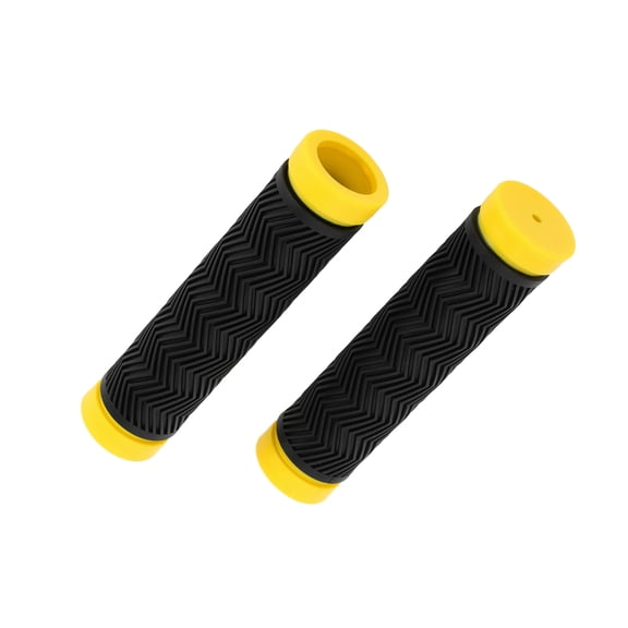 Unique Bargains Bike Handlebar Grips Covers 130mm Bicycle End Grips Protector Rubber Yellow Black Non-Slip 1 Pair