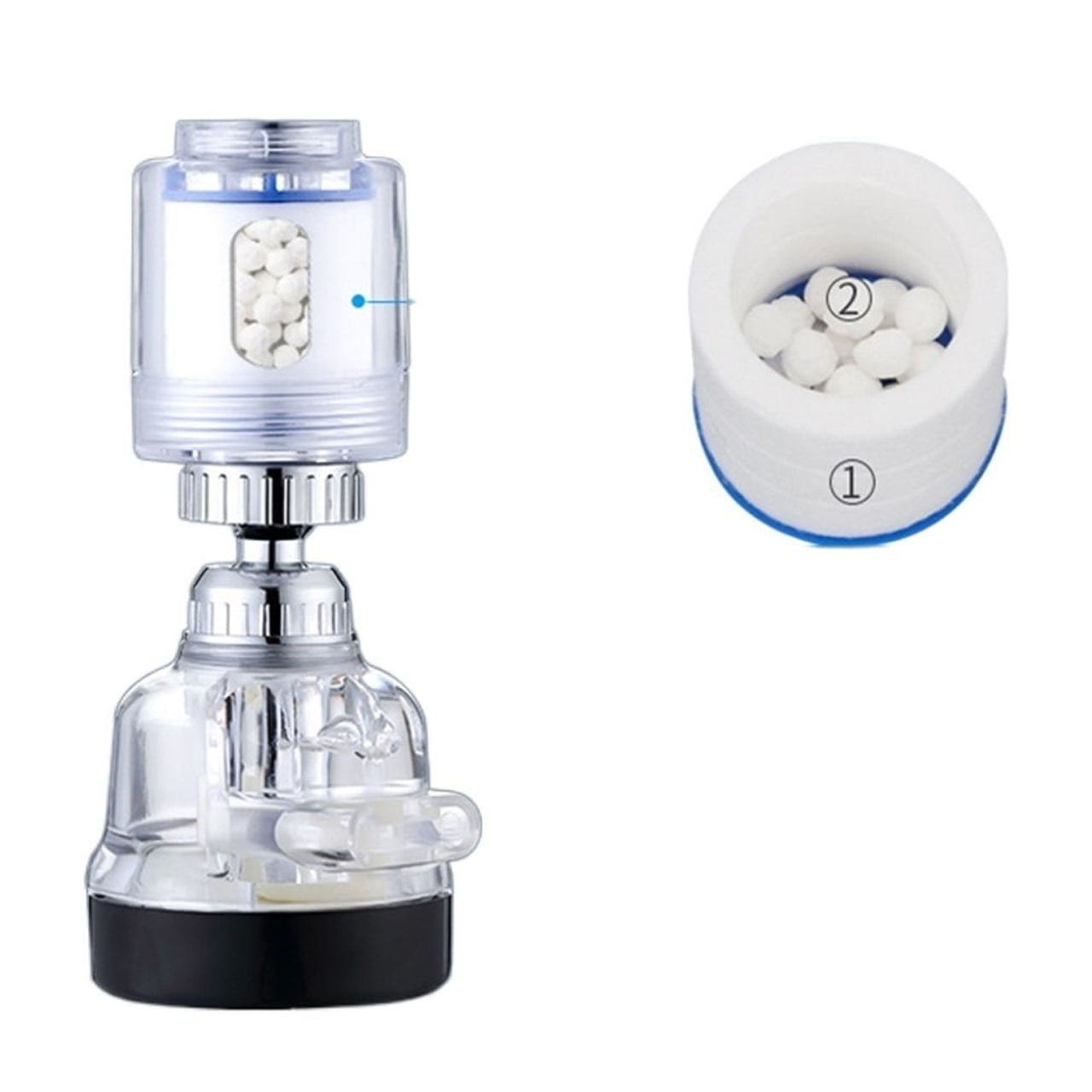 Rotating Faucet Filter Kitchen Chlorine Removal Tap Aerator Anti-splash Bathroom Water Saving Tap Nozzle Water Purification ,Easy to Use