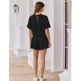 thumbnail image 4 of Wrongduck Women's Elegant Ribbed Romper 2026 Short Sleeve Loose Fit Jumpsuit with Keyhole Back and Pockets Vacation Beach One Piece Outfit, 4 of 7