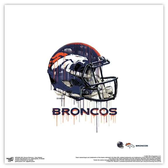 Gallery Pops NFL Denver Broncos - Drip Helmet Wall Art, Unframed Version, 12" x 12"