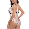 thumbnail image 5 of Yiaed White And Black Rabbit Print Women One Piece Swimsuits Tummy Control One Shoulder Bathing Suits Pattern Ruffle Swimwear-X-Large, 5 of 8