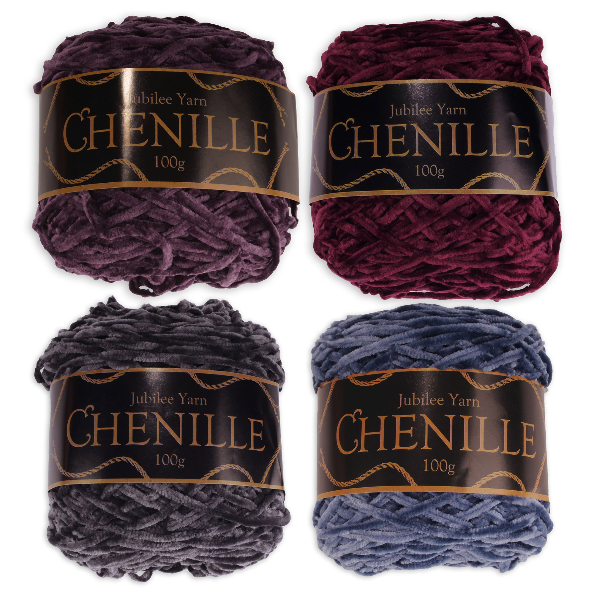Chenille Yarn Worsted Weight Yarn 100g/skein Shades of Purple 4