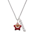 thumbnail image 1 of Delight Jewelry Silvertone Red Star Santa Silvertone Be Strong and Courageous Bar Charm Necklace, 23", 1 of 4