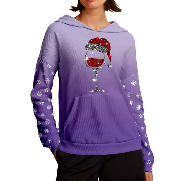 WILLBEST Sudadera de Mujer Cozy Style de Manga Larga con Capucha y Estampado Festivo, Ideal para Estar Cómoda En Casa y para Actividades Al Aire Libre Chica