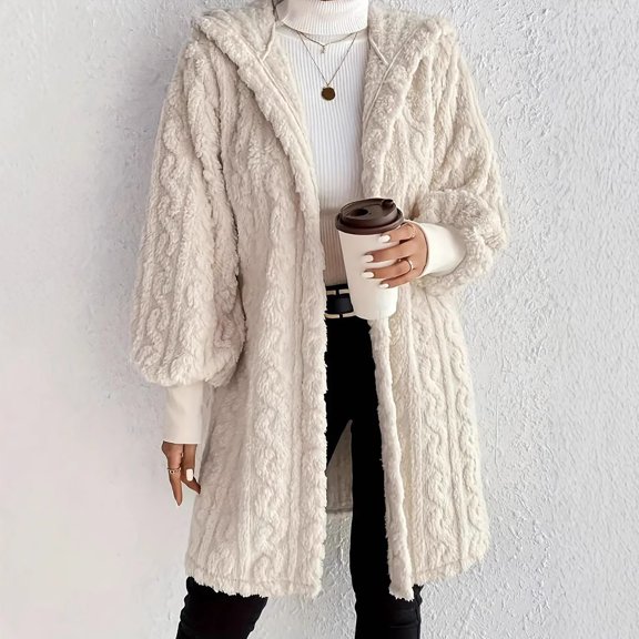 Pyhlmscde Women's Fleece Oversized Trendy Long Casual Fuzzy Warm Coat, Womens Coats, Winter Clothing for Women, Women Fall Clothes