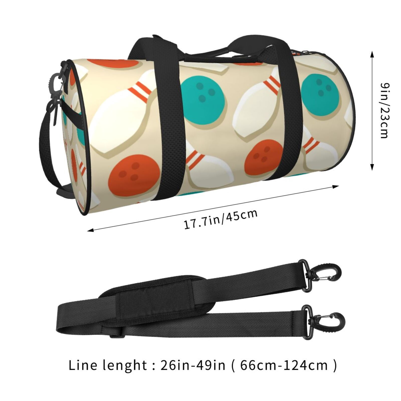Vsdgher Vintage Bowling 45L Foldable Duffel Bag, Sports Gym Bag,Overnight Bag, Portable Weekender Bag for Airplanes